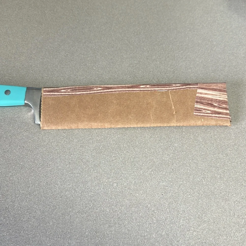 Pioneer Woman 8 in knife with Turquoise handle in good used condition